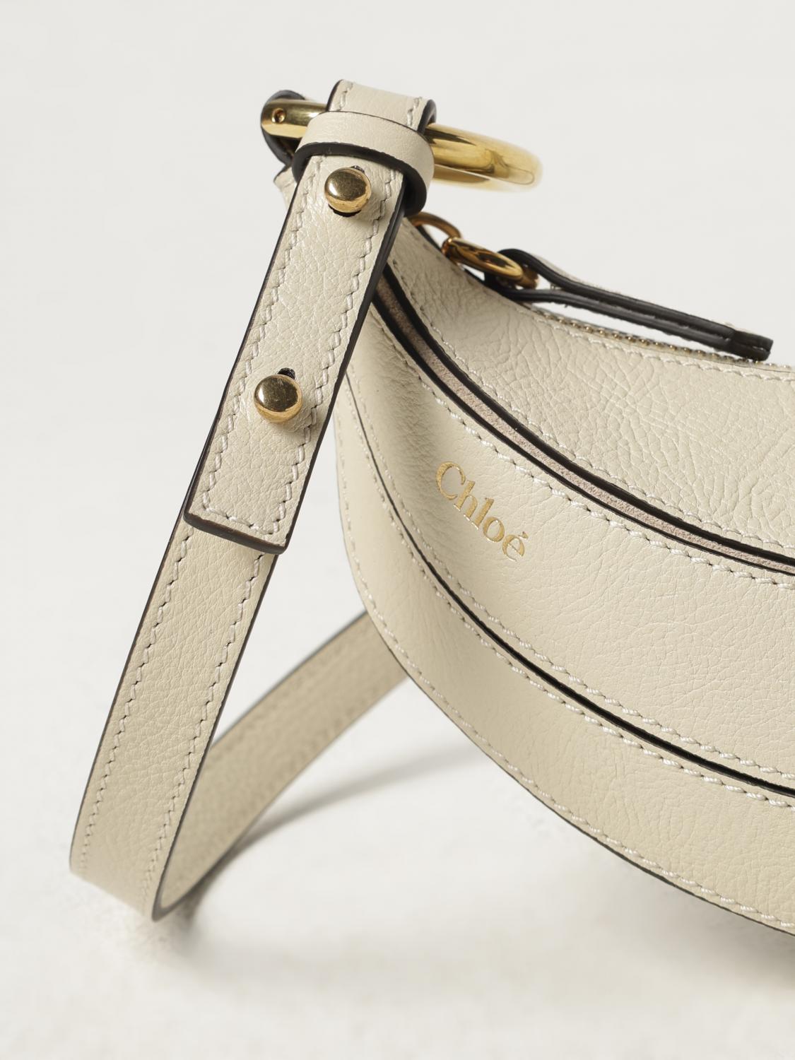 CHLOÉ BORSA MINI: Borsa Banana Chloè in pelle a grana , Beige - Img 4