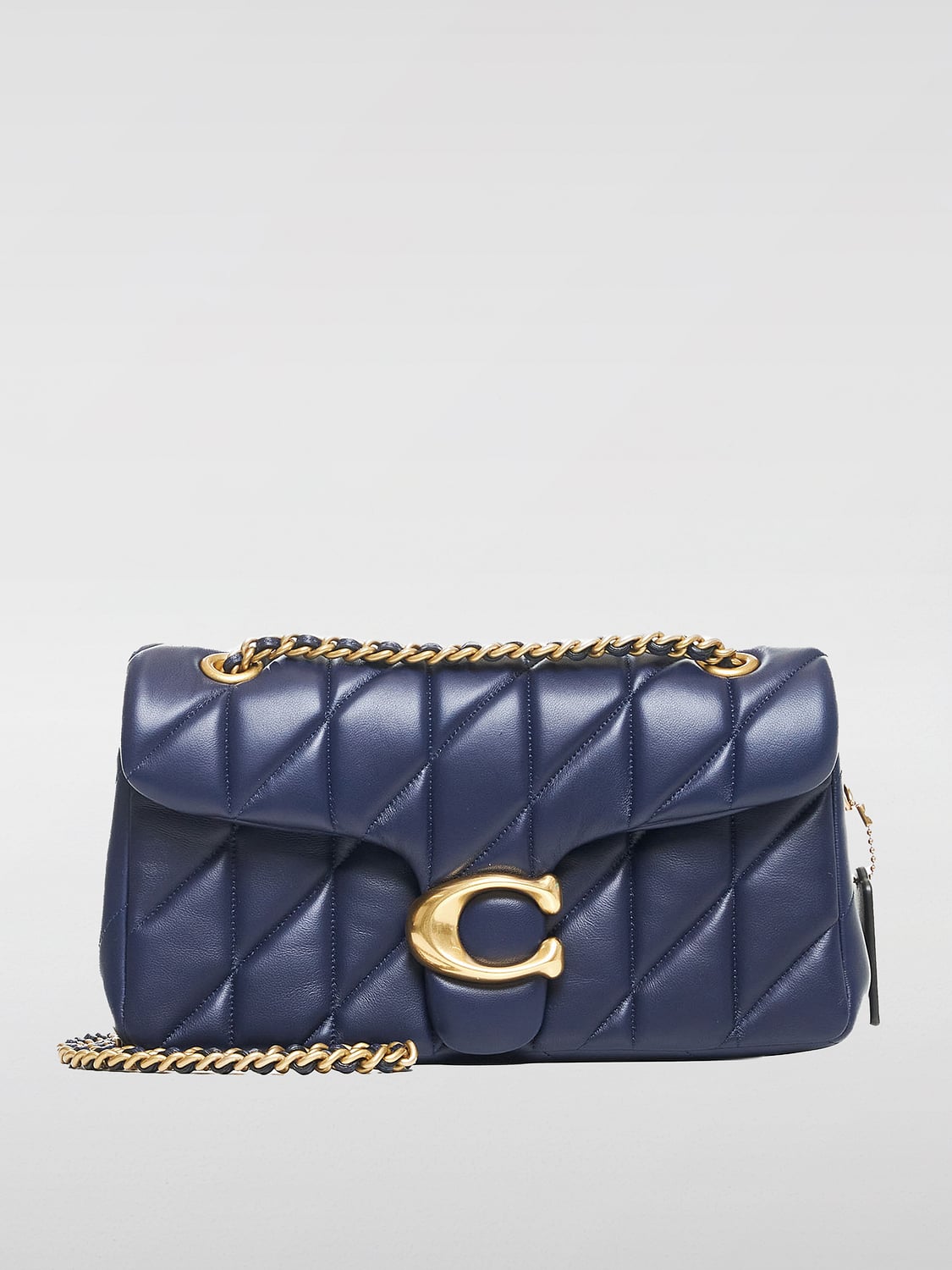 COACH BORSA A SPALLA: Borsa Coach in nappa matelassè , Blue Navy - Img 1