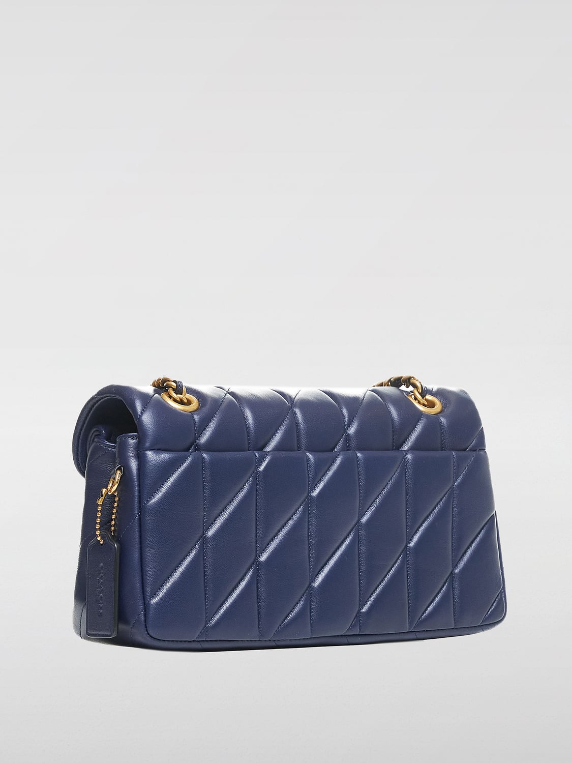 COACH BORSA A SPALLA: Borsa Coach in nappa matelassè , Blue Navy - Img 2