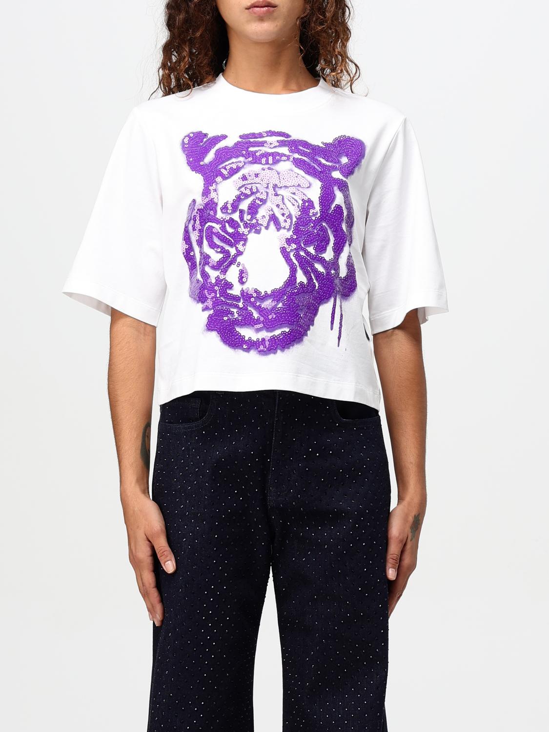 Giglio T-shirt Tiger Twinset - Actitude in cotone con paillettes ricamate