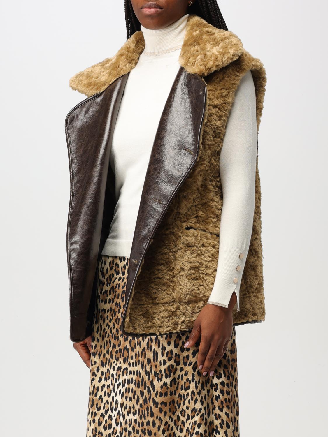 URBANCODE WAISTCOAT: Urbancode reversible synthetic and shearling vest, Brown - Img 3