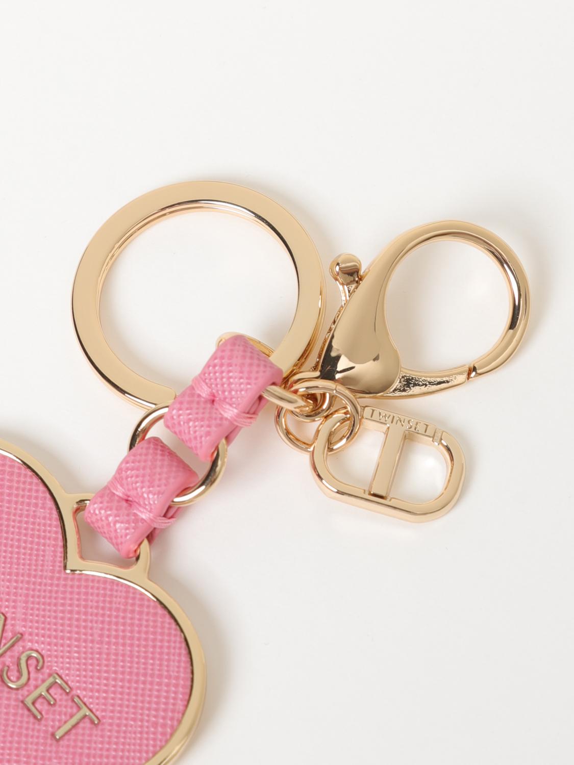 TWINSET PORTACHIAVI: Portachiavi Twinset in metallo e pelle sintetica saffiano , Rosa - Img 2