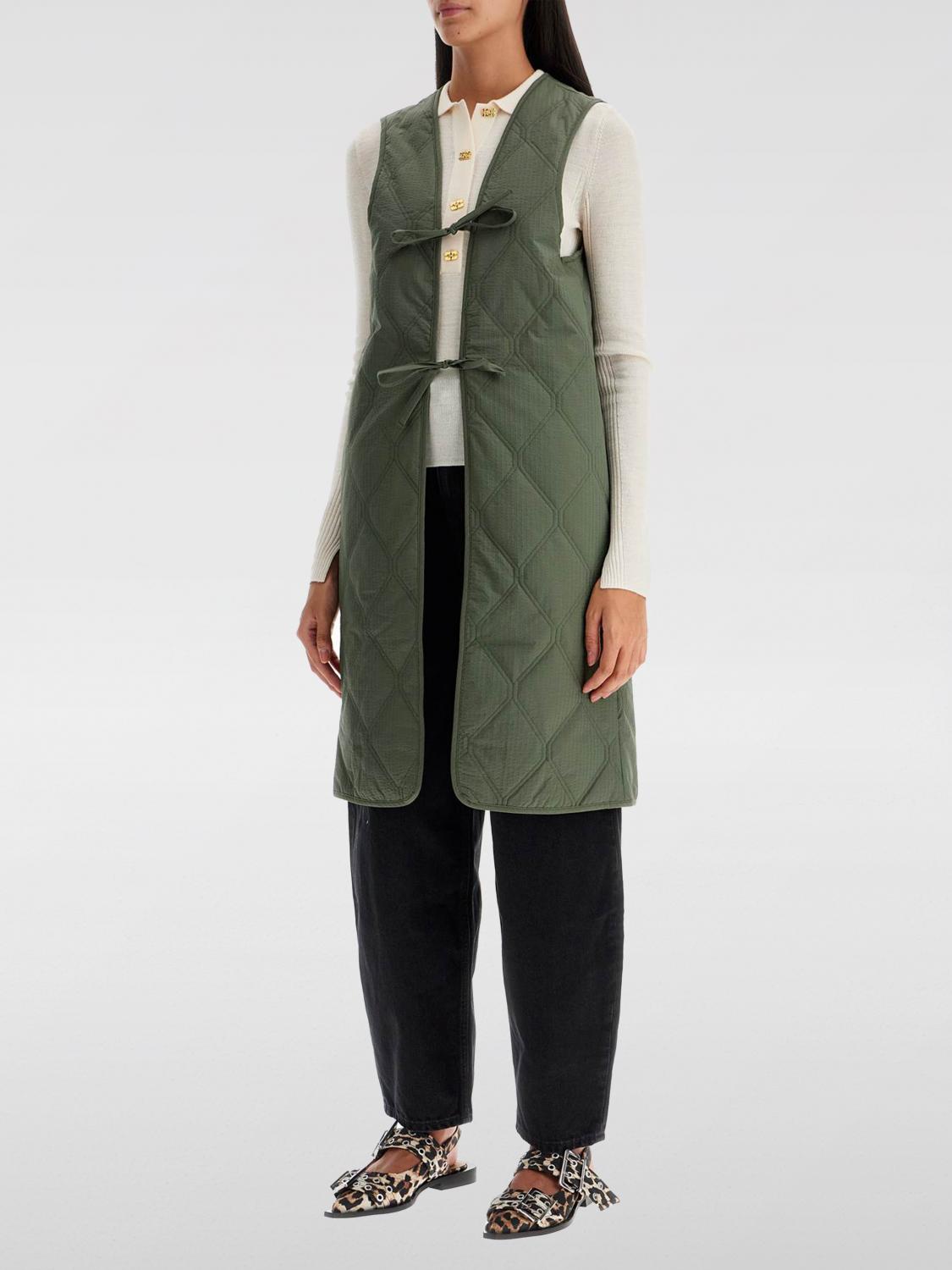 GANNI COAT: Coat woman Ganni, Sage - Img 2