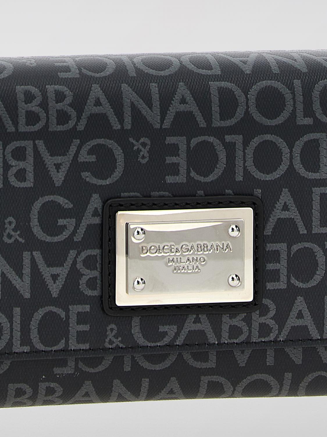 DOLCE & GABBANA BORSA A TRACOLLA: Borsa Dolce & Gabbana in cotone spalmato con logo all over , Nero - Img 3