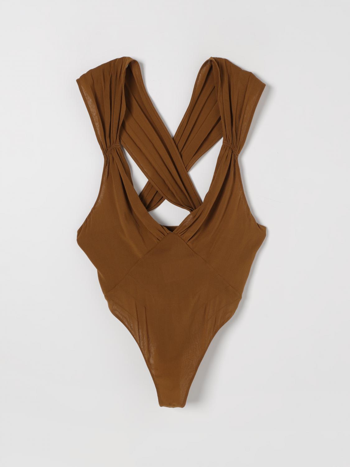 SAINT LAURENT BODY: Body Saint Laurent in seta , Marrone - Img 2