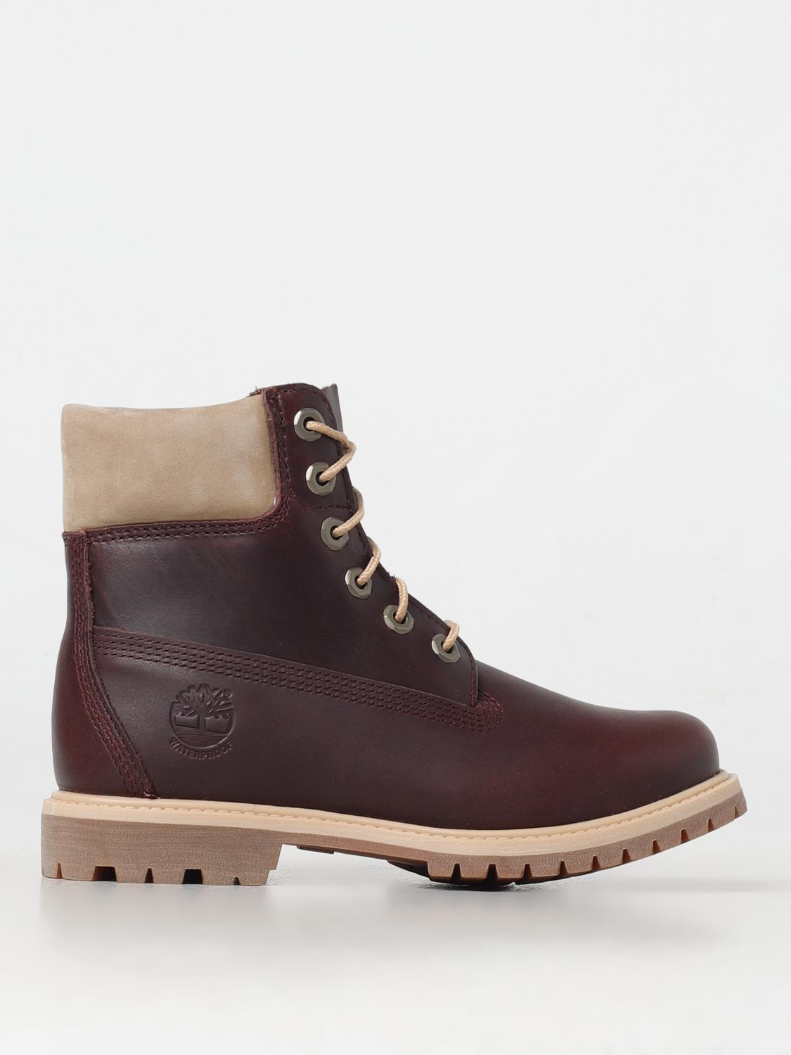 TIMBERLAND FLAT ANKLE BOOTS: Shoes woman Timberland, Burgundy - Img 1