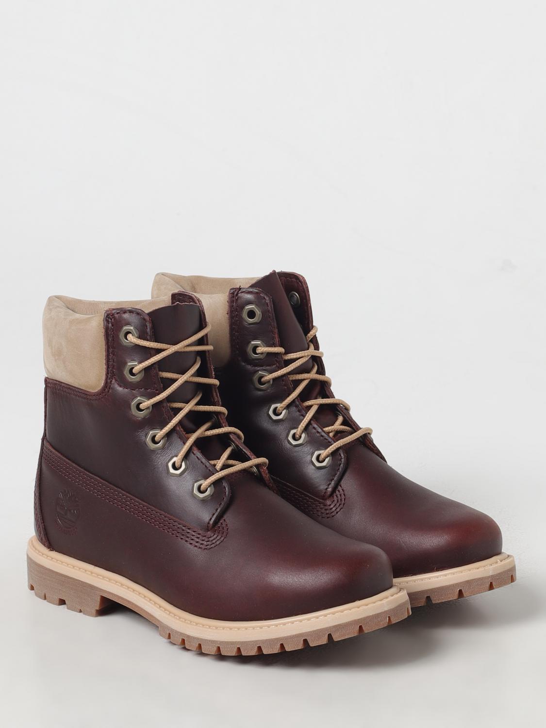 TIMBERLAND FLAT ANKLE BOOTS: Shoes woman Timberland, Burgundy - Img 2