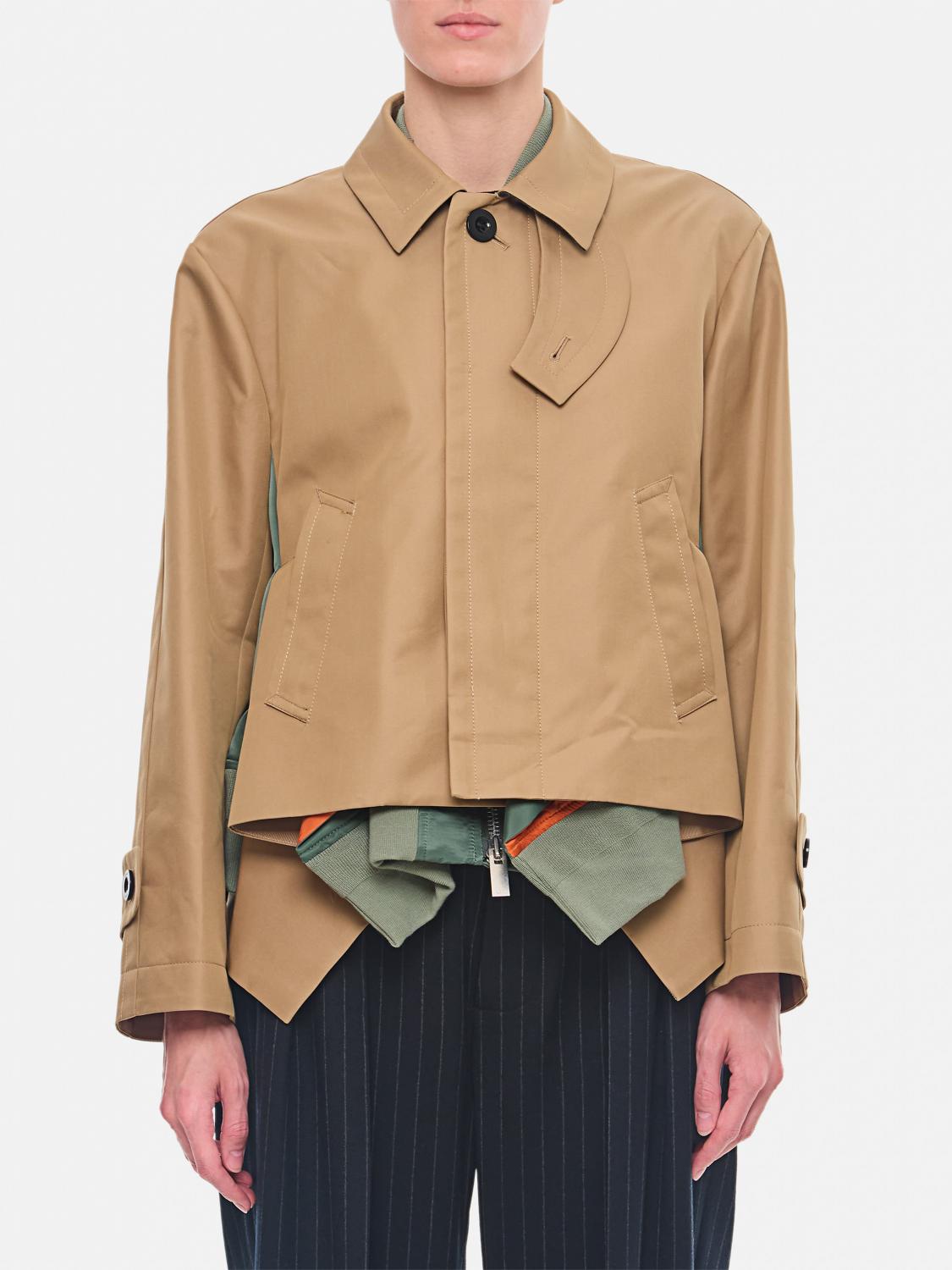 SACAI JACKET: Sacai women's jacket, Beige - Img 1