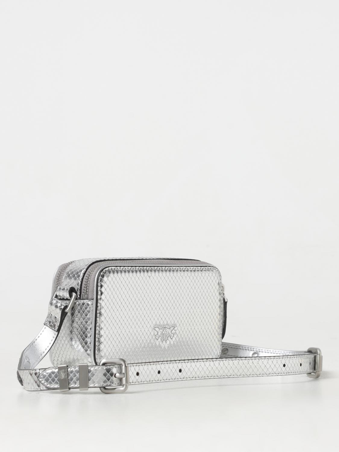 PINKO BORSA MINI: Borsa Pinko in pelle laminata stampa pitone , Argento - Img 2