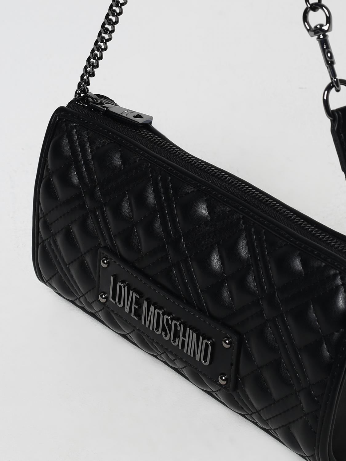 LOVE MOSCHINO BORSA A SPALLA: Borsa Love Moschino in pelle sintetica matelassè , Nero - Img 3