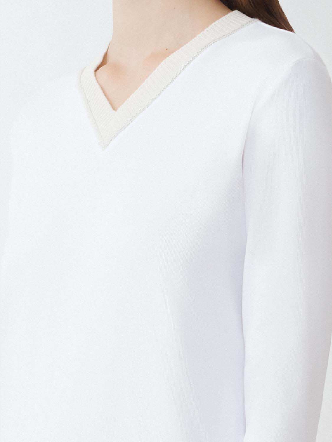 FABIANA FILIPPI MAGLIA: Maglia Fabiana Filippi in cotone stretch , Bianco - Img 4