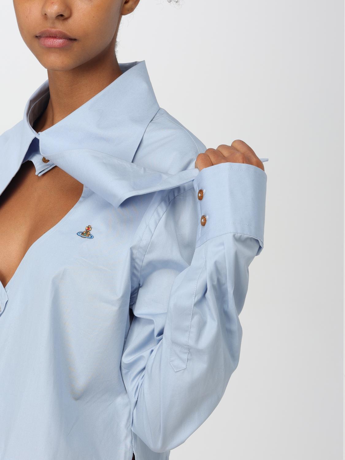 VIVIENNE WESTWOOD CAMICIA: Camicia Vivienne Westwood in cotone con maxi colletto, Blue - Img 4