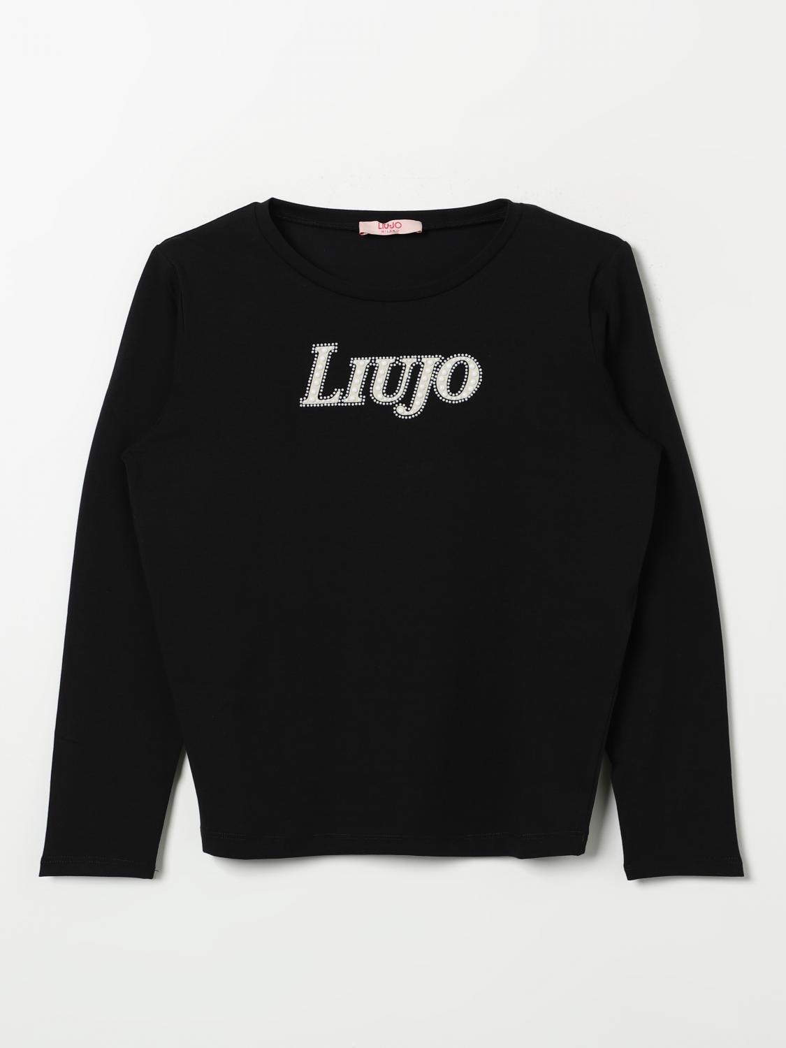 LIU JO T-SHIRT: T-shirt Liu Jo in cotone con logo di strass , Nero - Img 1