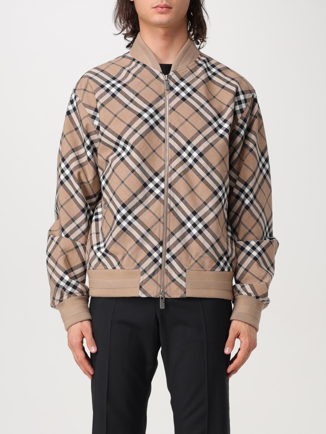 BURBERRY GIACCA: Giubbotto Burberry in misto lana con motivo Vintage Check , Beige - Img 1