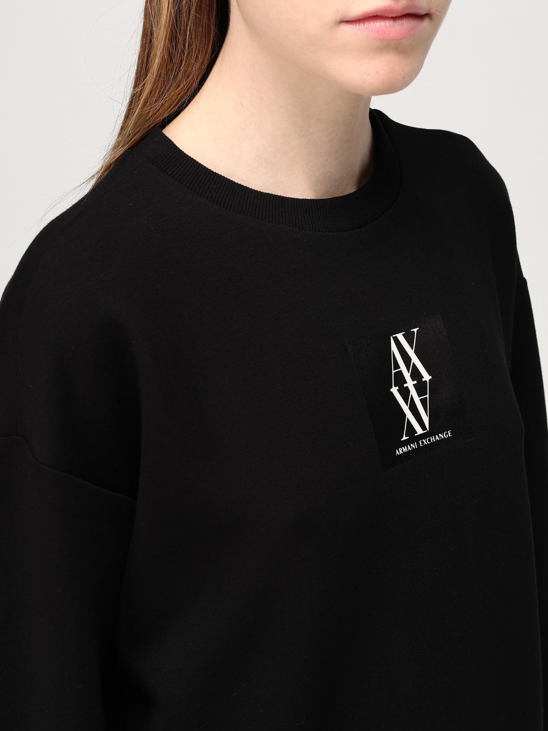 ARMANI EXCHANGE FELPA: Felpa basic Armani Exchange in cotone con logo , Nero - Img 3