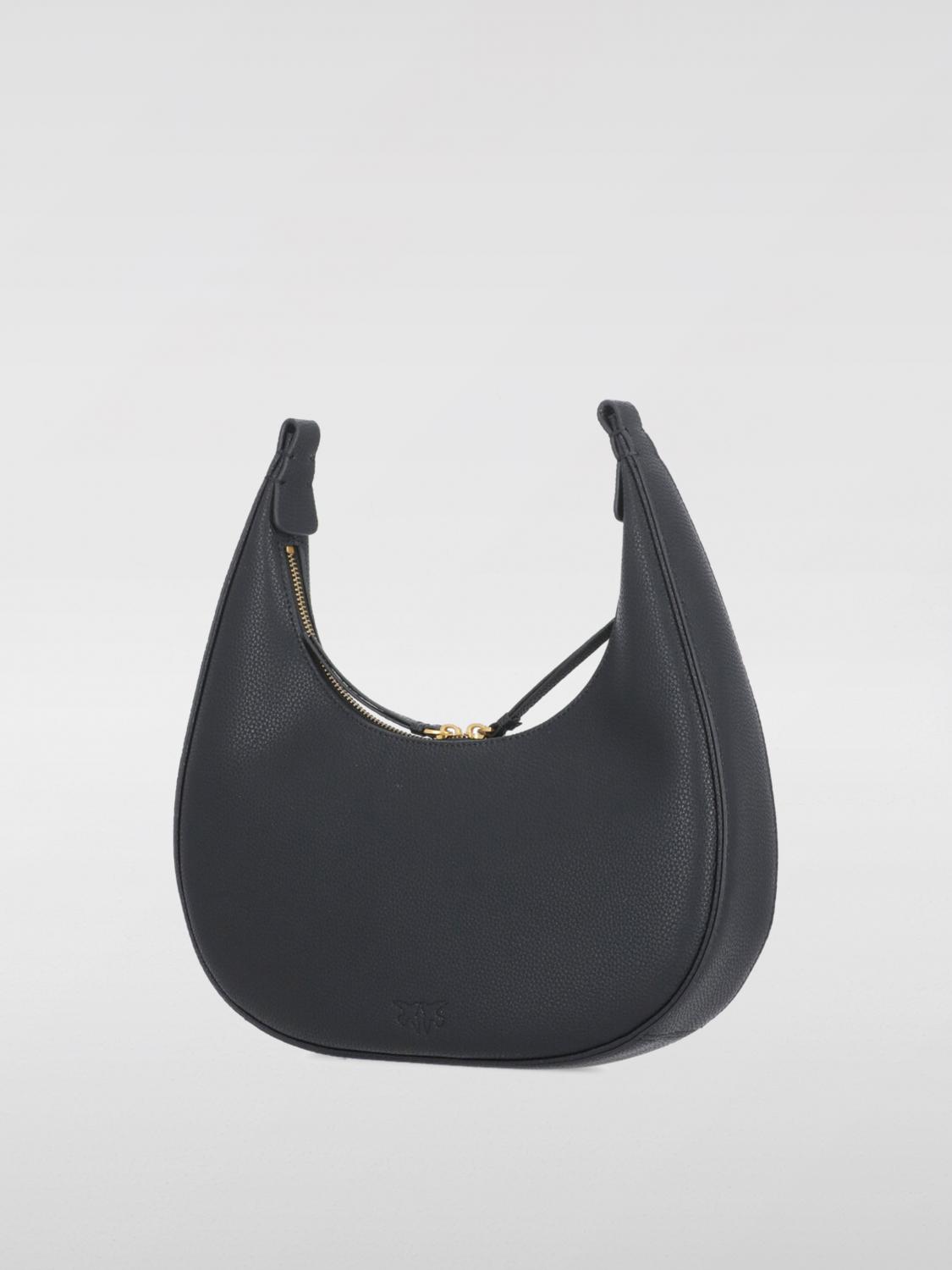 PINKO BORSA A SPALLA: Borsa Brioche Pinko in pelle a grana , Nero - Img 3