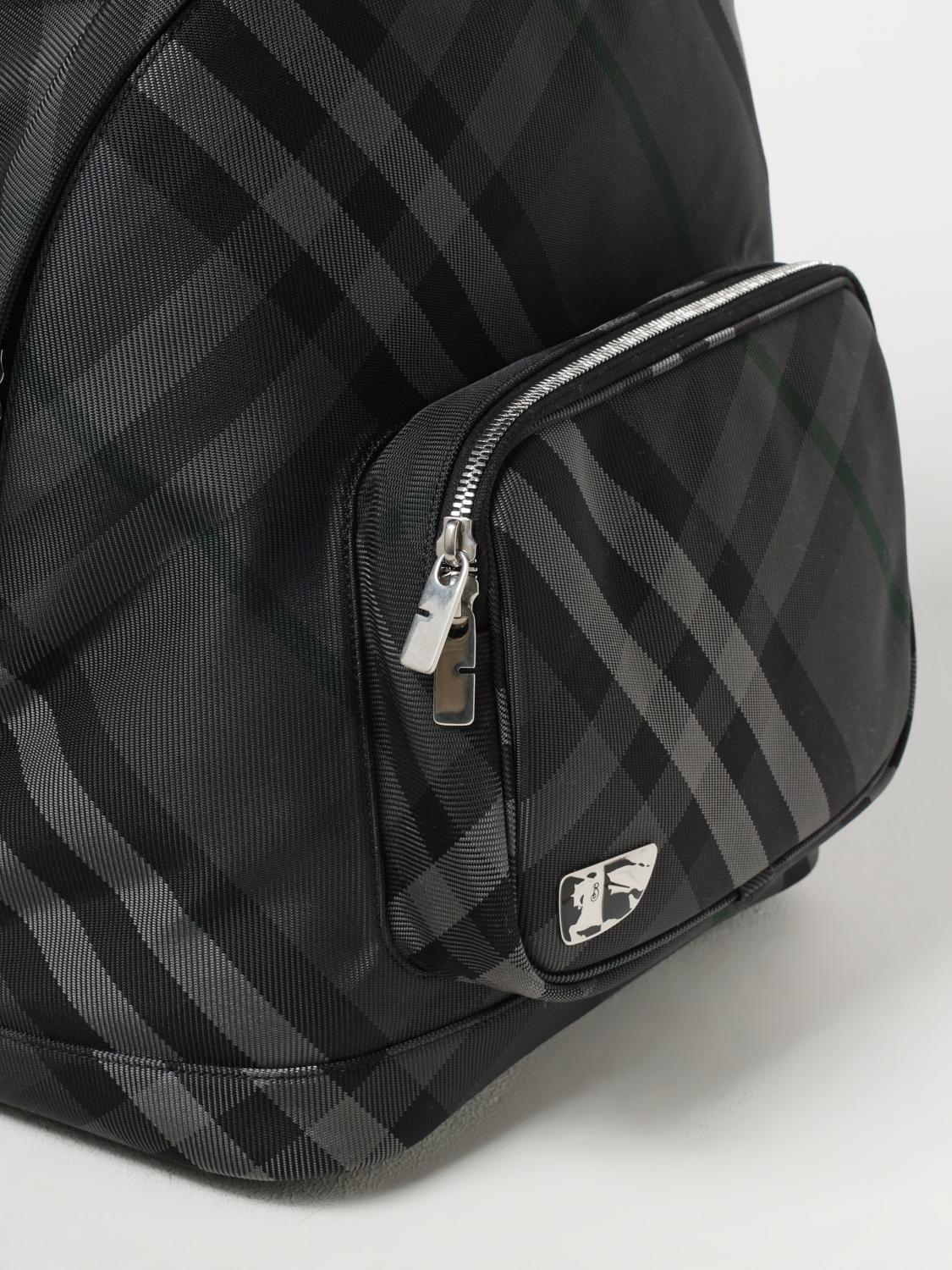 BURBERRY ZAINO: Zaino Grid Check Burberry in mesh jacquard, Antracite - Img 4