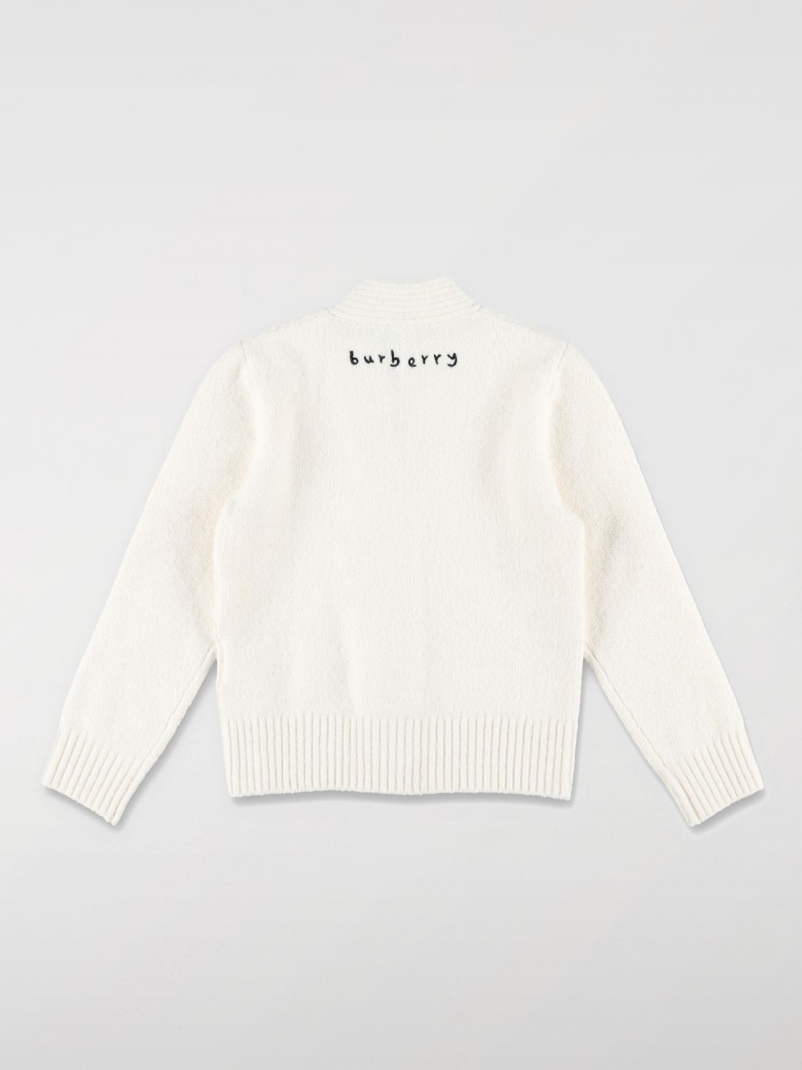 BURBERRY MAGLIA: Cardigan Burberry in misto cotone e lana , Bianco - Img 2