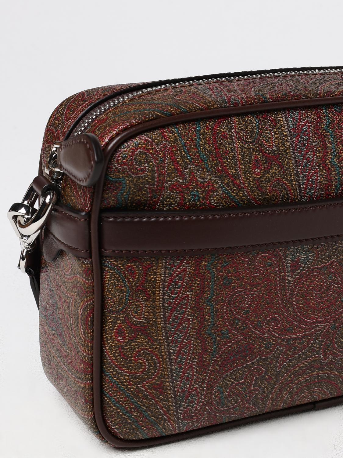 ETRO BORSA: Borsa Paisley Etro in cotone spalmato con stampa all over , Marrone - Img 4