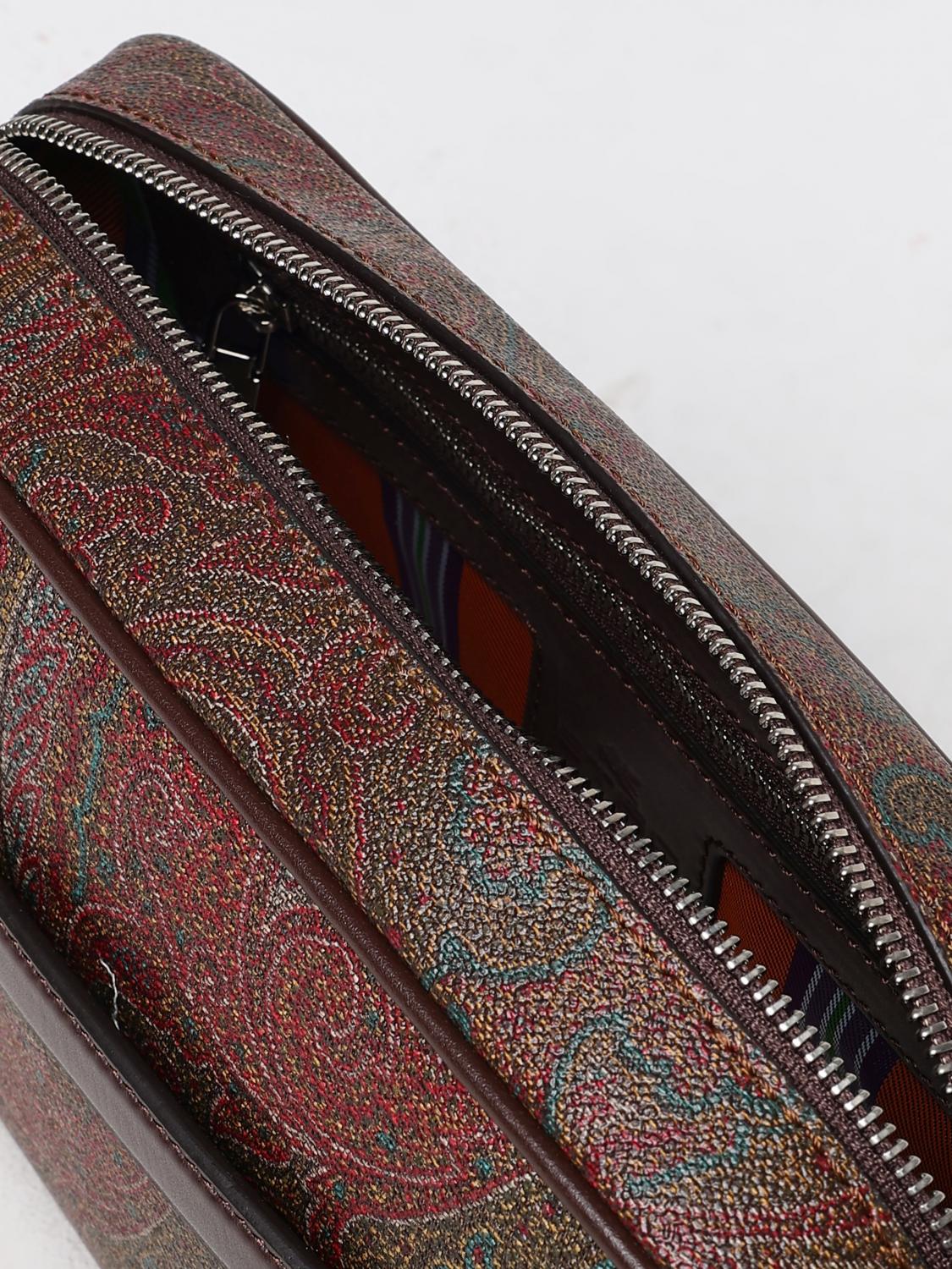 ETRO BORSA: Borsa Paisley Etro in cotone spalmato con stampa all over , Marrone - Img 5