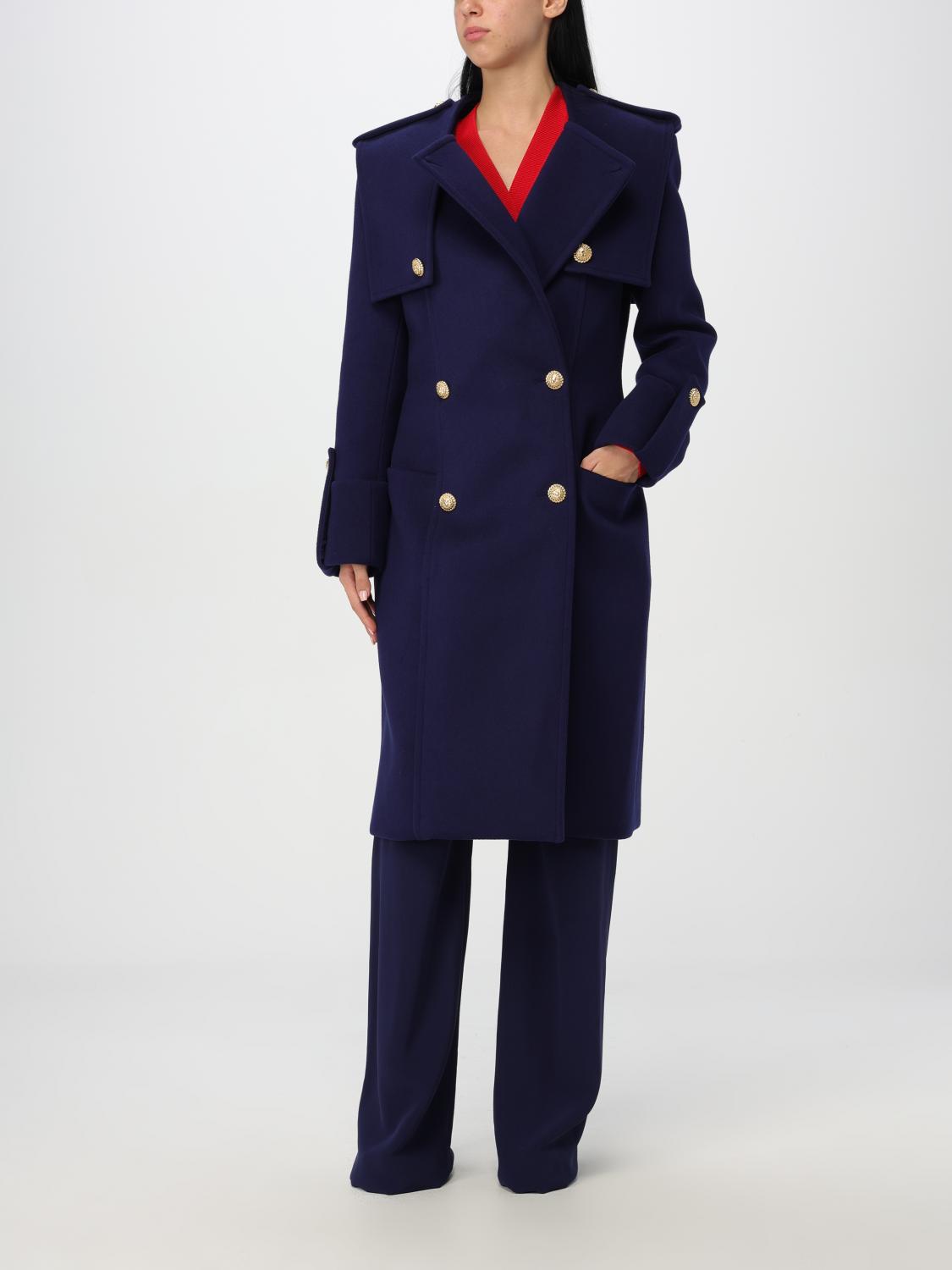 BALMAIN COAT: Trench coat woman Balmain, Blue - Img 2