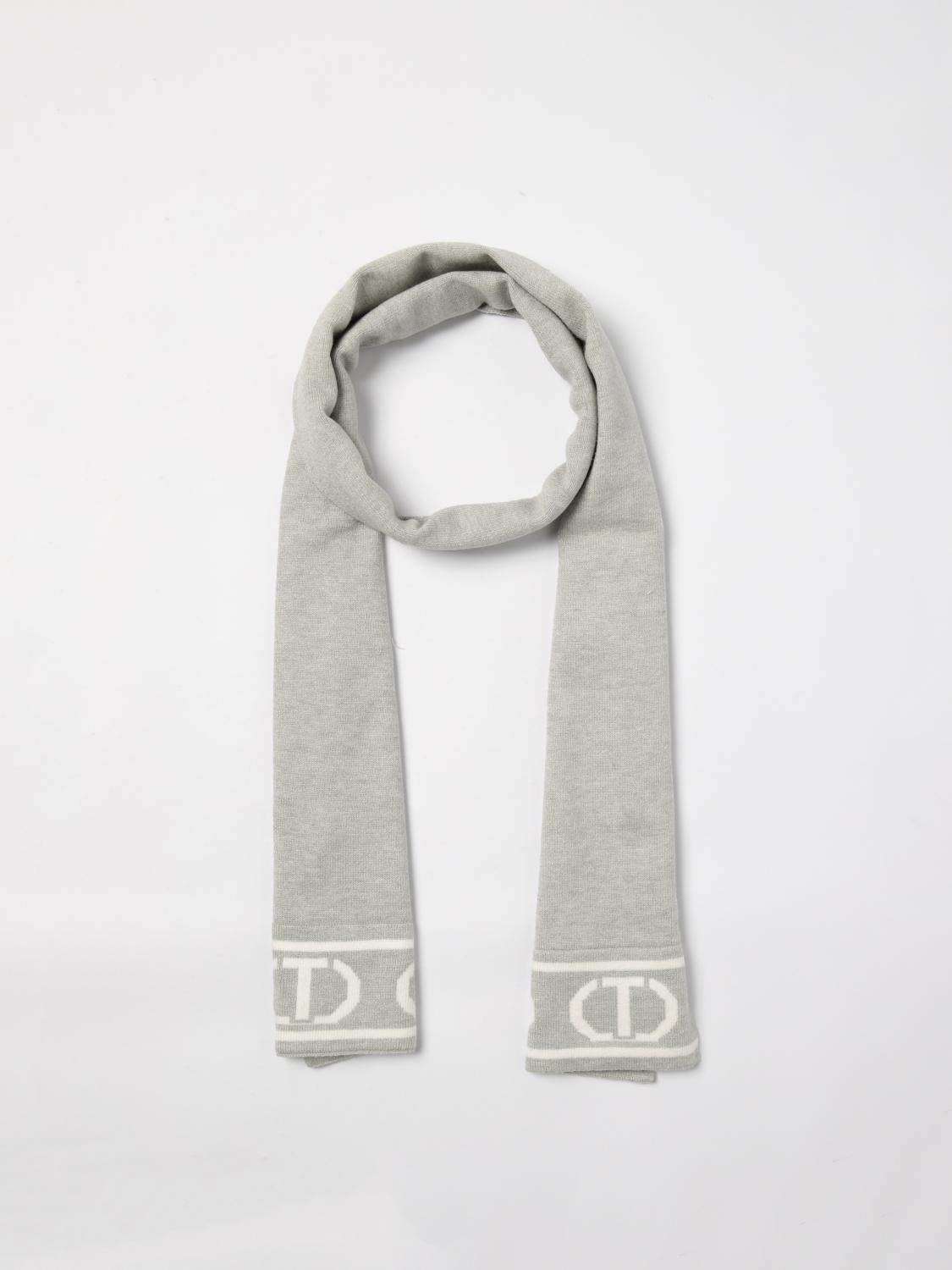 TWINSET SCIARPA: Sciarpa Oval T Twinset in viscosa con logo jacquard , Grigio - Img 2