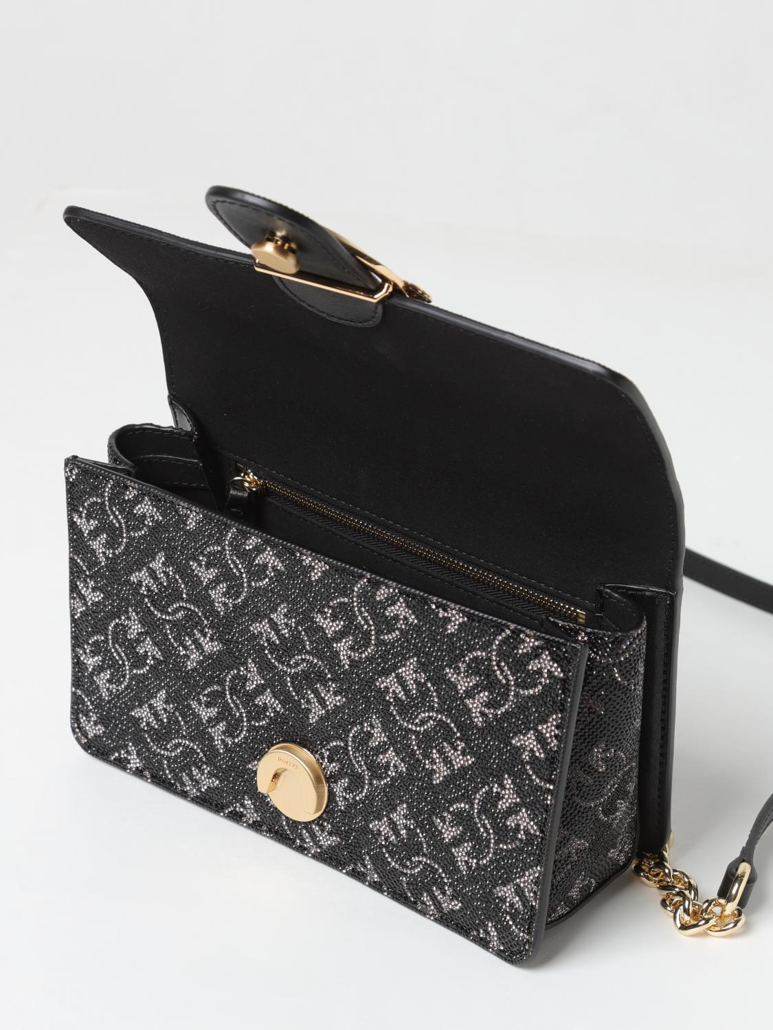 PINKO BORSA MINI: Borsa Mini Love Pinko in pelle con strass all over , Nero - Img 3