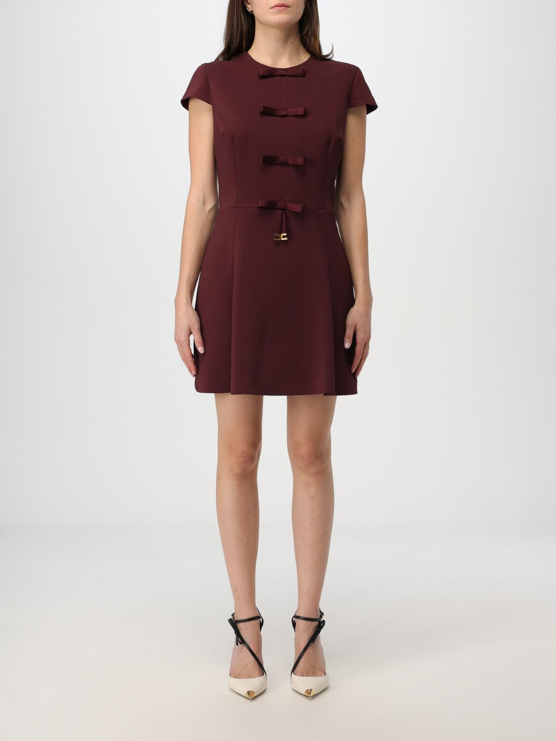 ELISABETTA FRANCHI DRESS: Dress woman Elisabetta Franchi, Burgundy - Img 1