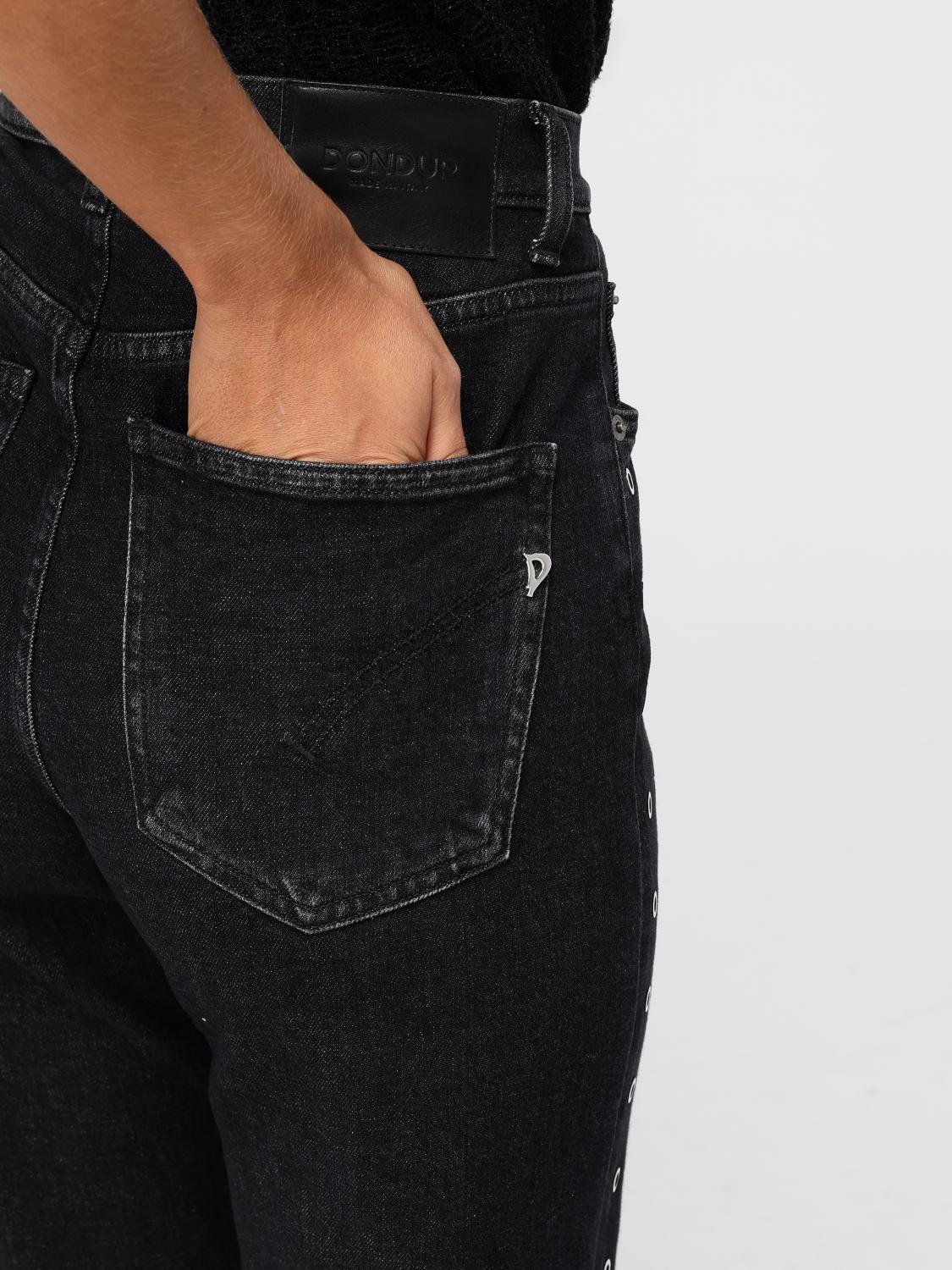 DONDUP JEANS: Jeans Dondup in denim di cotone con occhielli , Nero - Img 3