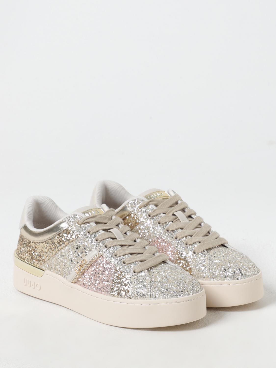 LIU JO SNEAKERS: Sneakers Liu Jo in pelle laminata e glitter , Oro - Img 2