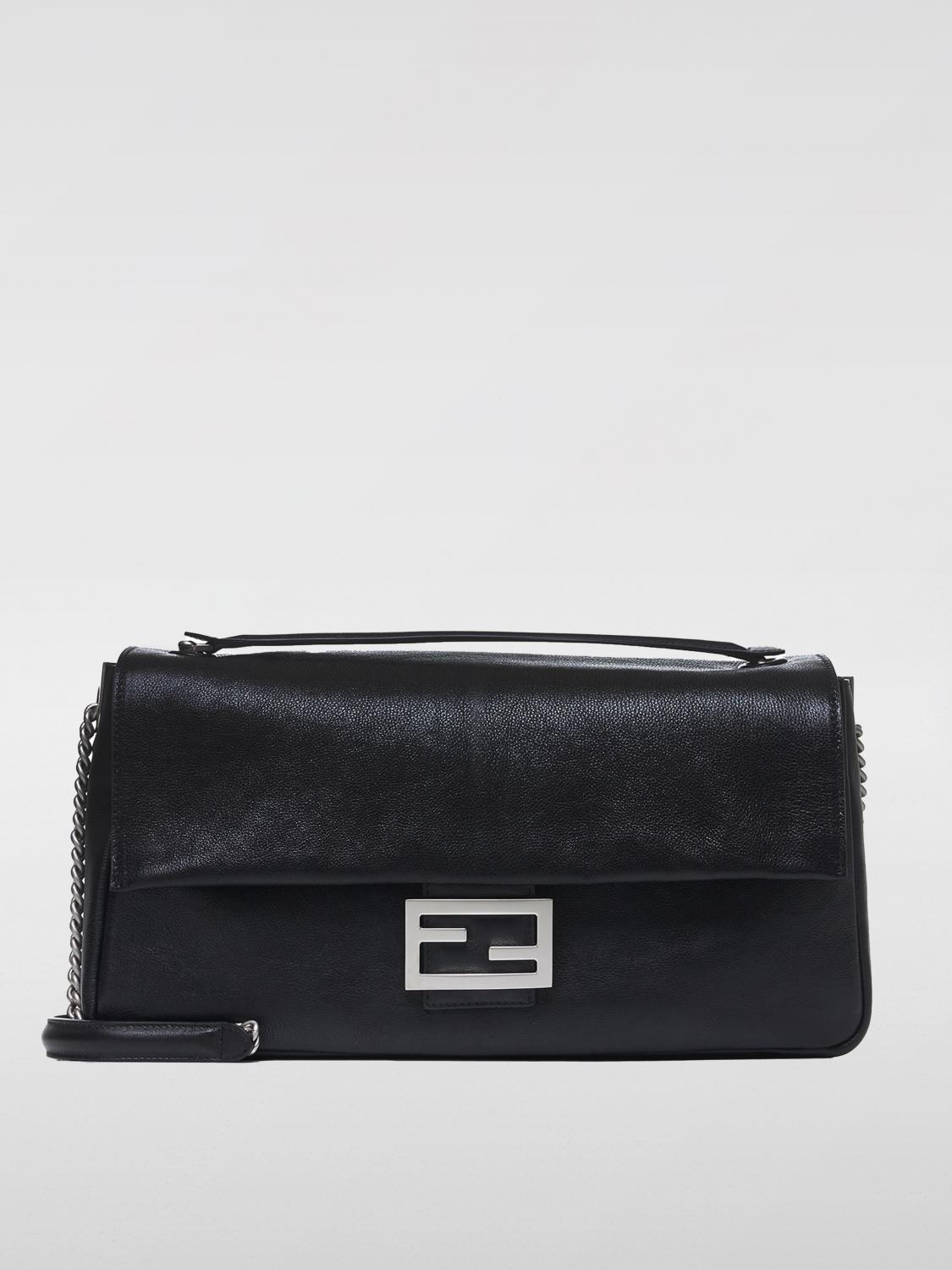 FENDI BORSE A TRACOLLA: Borsa Baguette Fendi in pelle , Nero - Img 1