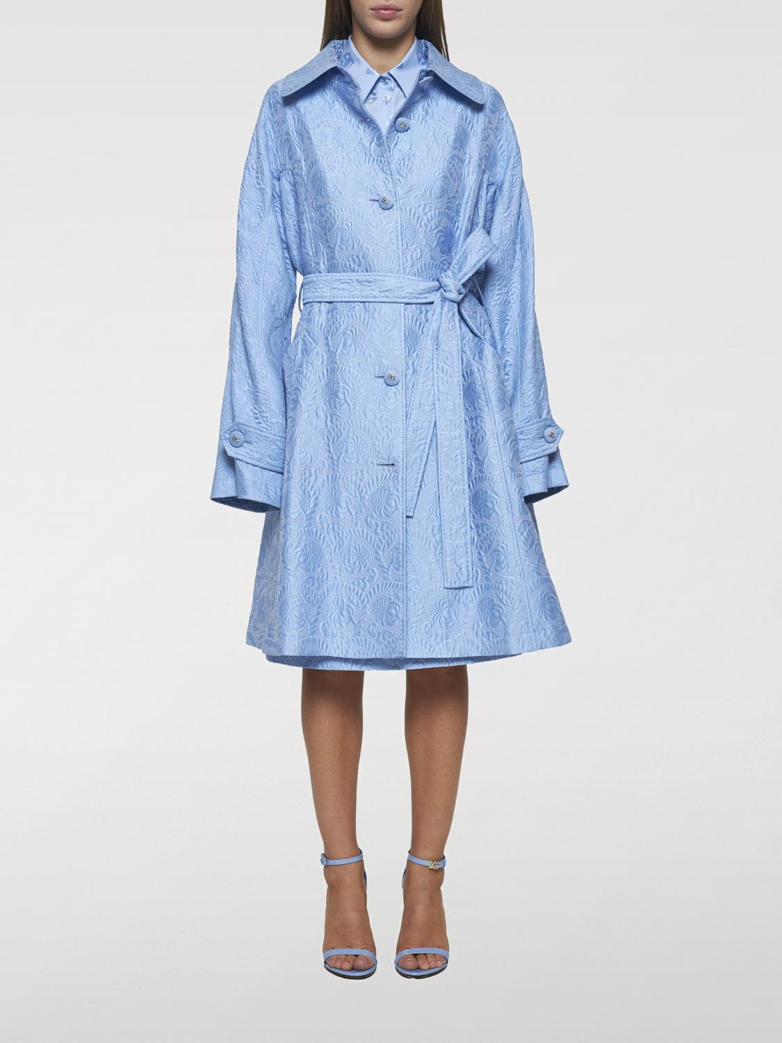 DOLCE & GABBANA TRENCH COAT: Dolce & Gabbana cotton jacquard blend trench coat, Blue - Img 1