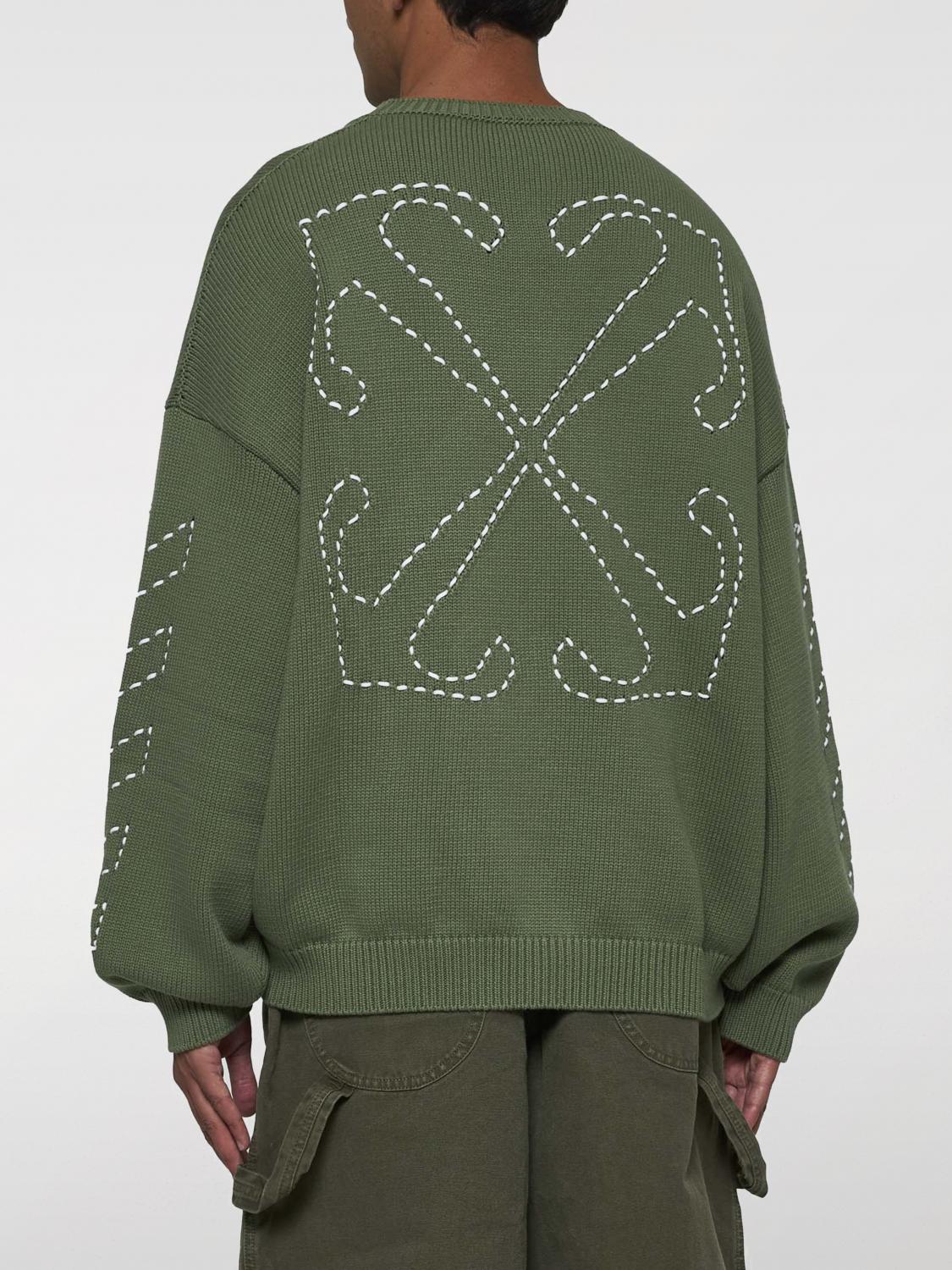 OFF-WHITE MAGLIA: Pullover Off-White in misto cotone , Verde - Img 2