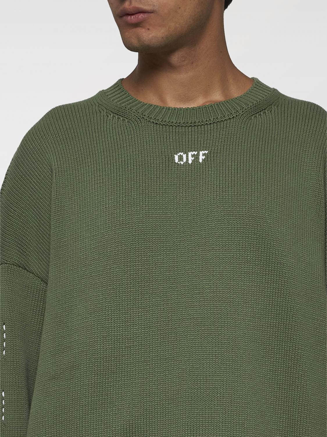 OFF-WHITE MAGLIA: Pullover Off-White in misto cotone , Verde - Img 3