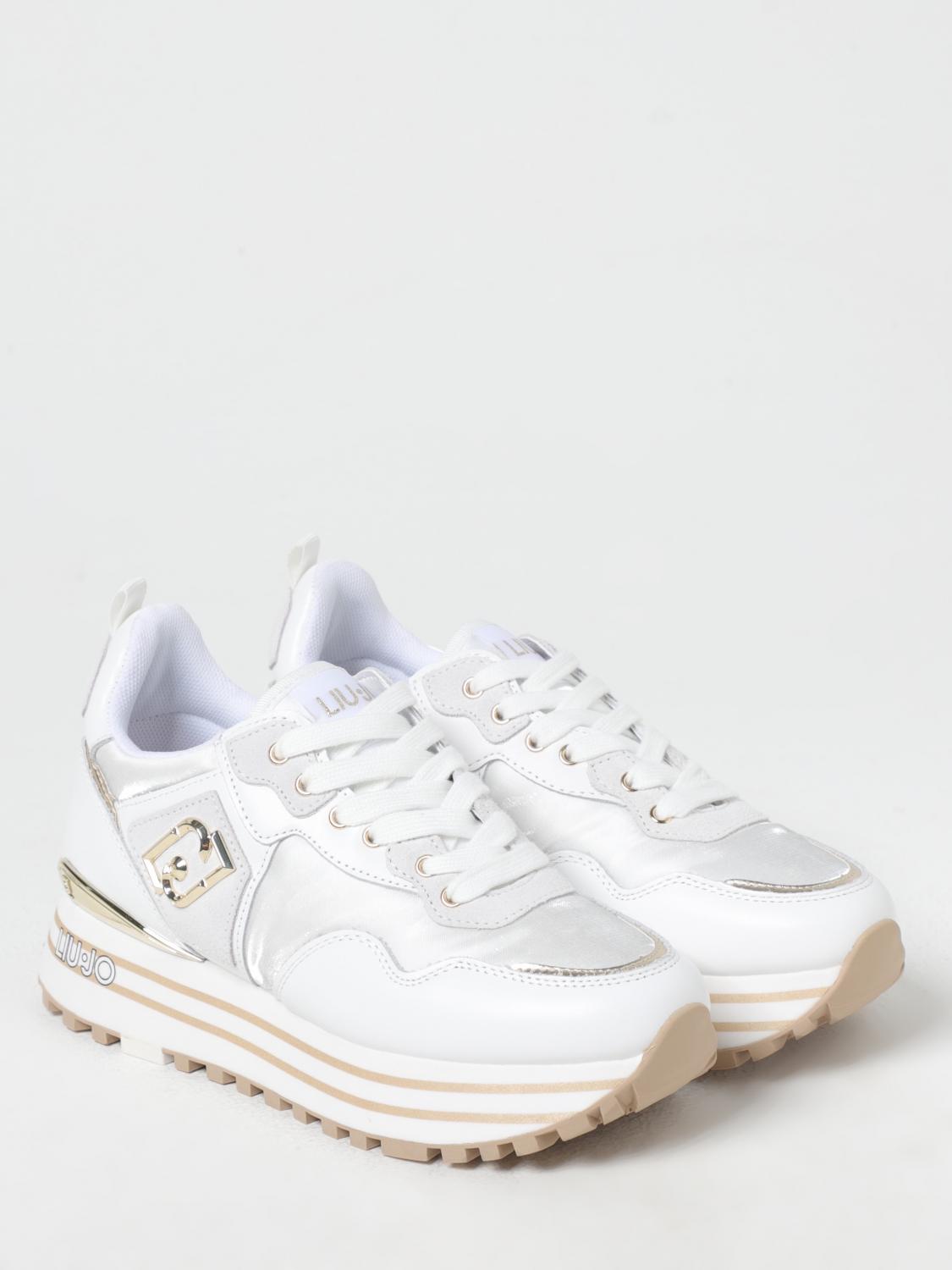 LIU JO SNEAKERS: Sneakers Maxi Wonder 01 Liu Jo in pelle e raso , Bianco - Img 2