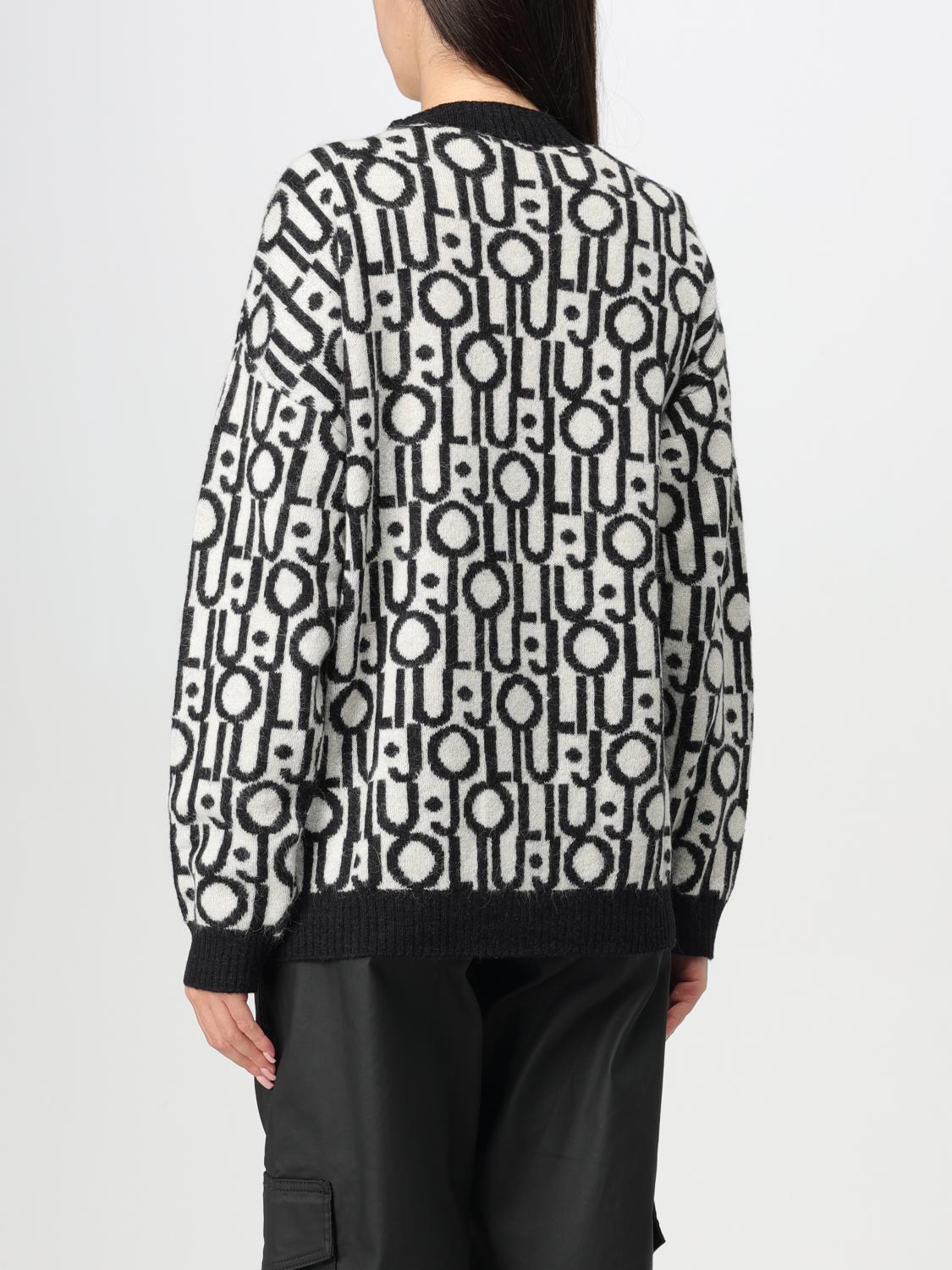 LIU JO CARDIGAN: Cardigan Liu Jo in misto lana con logo jacquard , Nero - Img 2