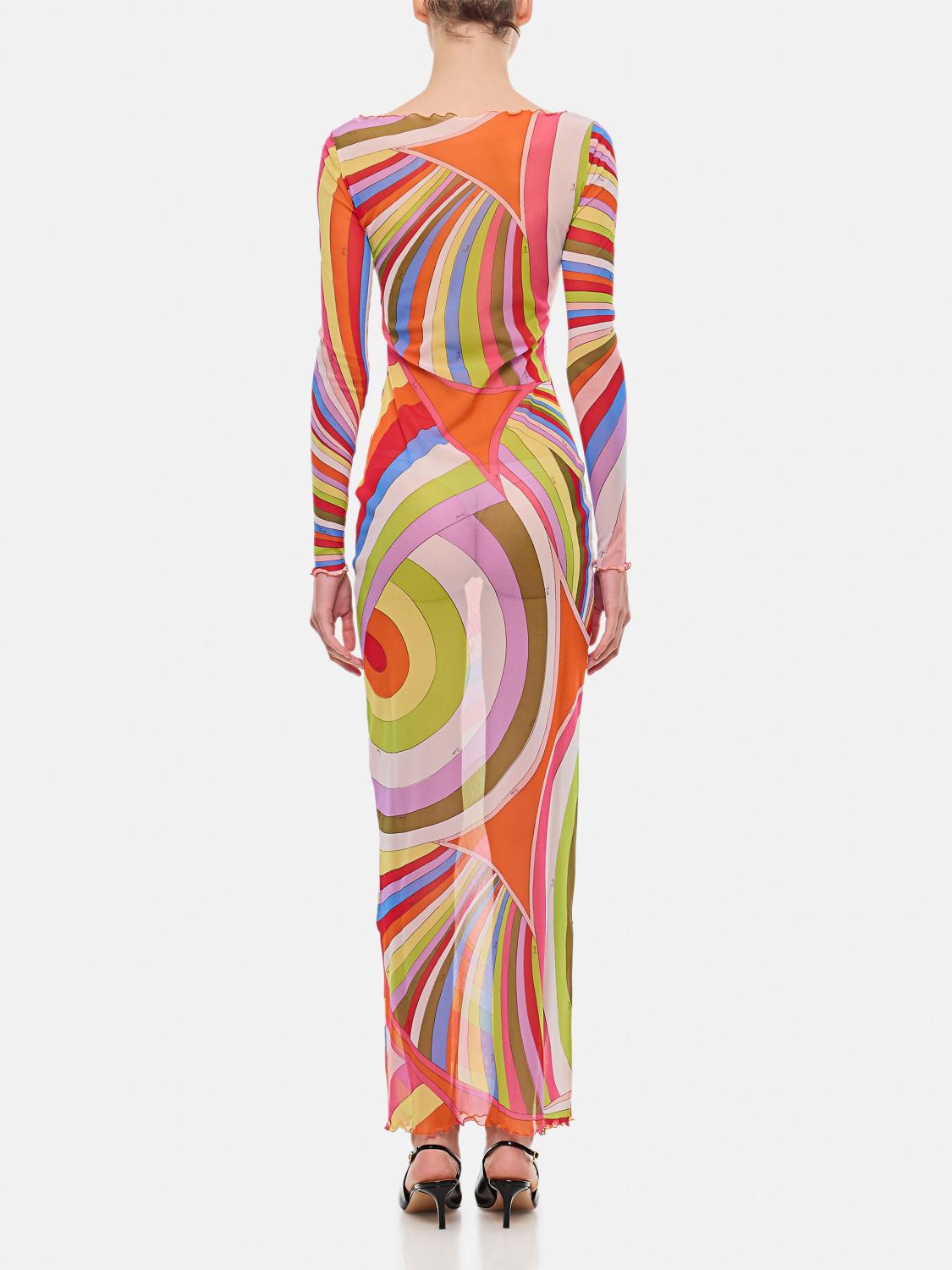 orange pucci dress Printed tulle maxi dress - multi