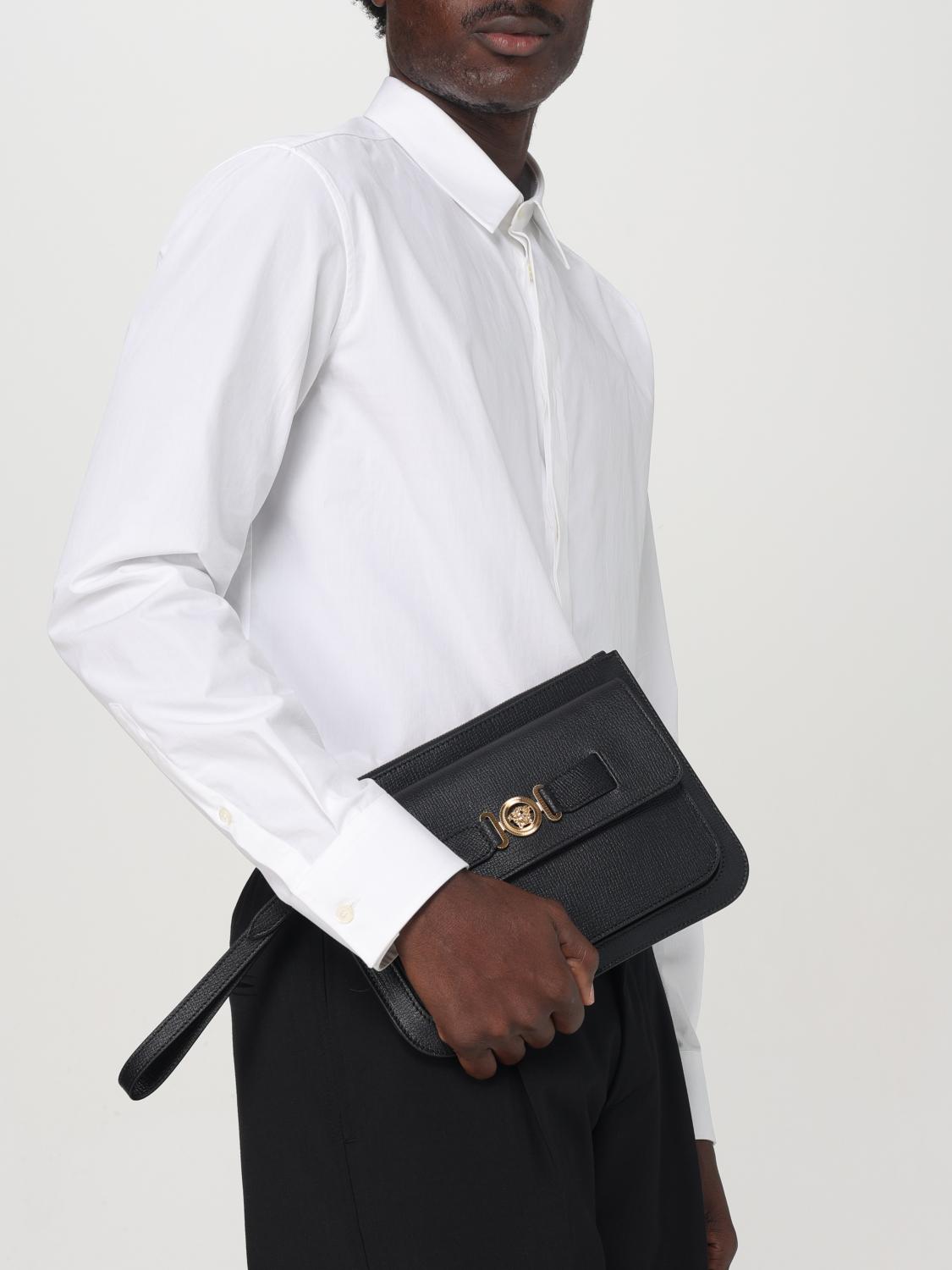 VERSACE BORSA: Clutch Medusa Versace in pelle a grana , Nero - Img 2