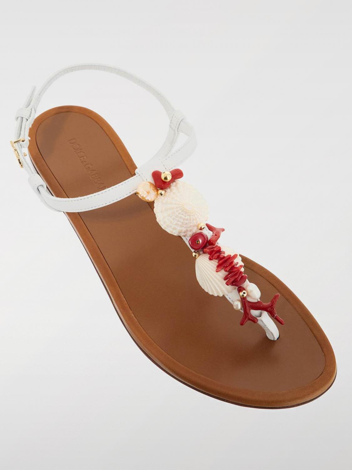 DOLCE & GABBANA FLAT SANDALS: Flat sandals woman Dolce & Gabbana, White - Img 3