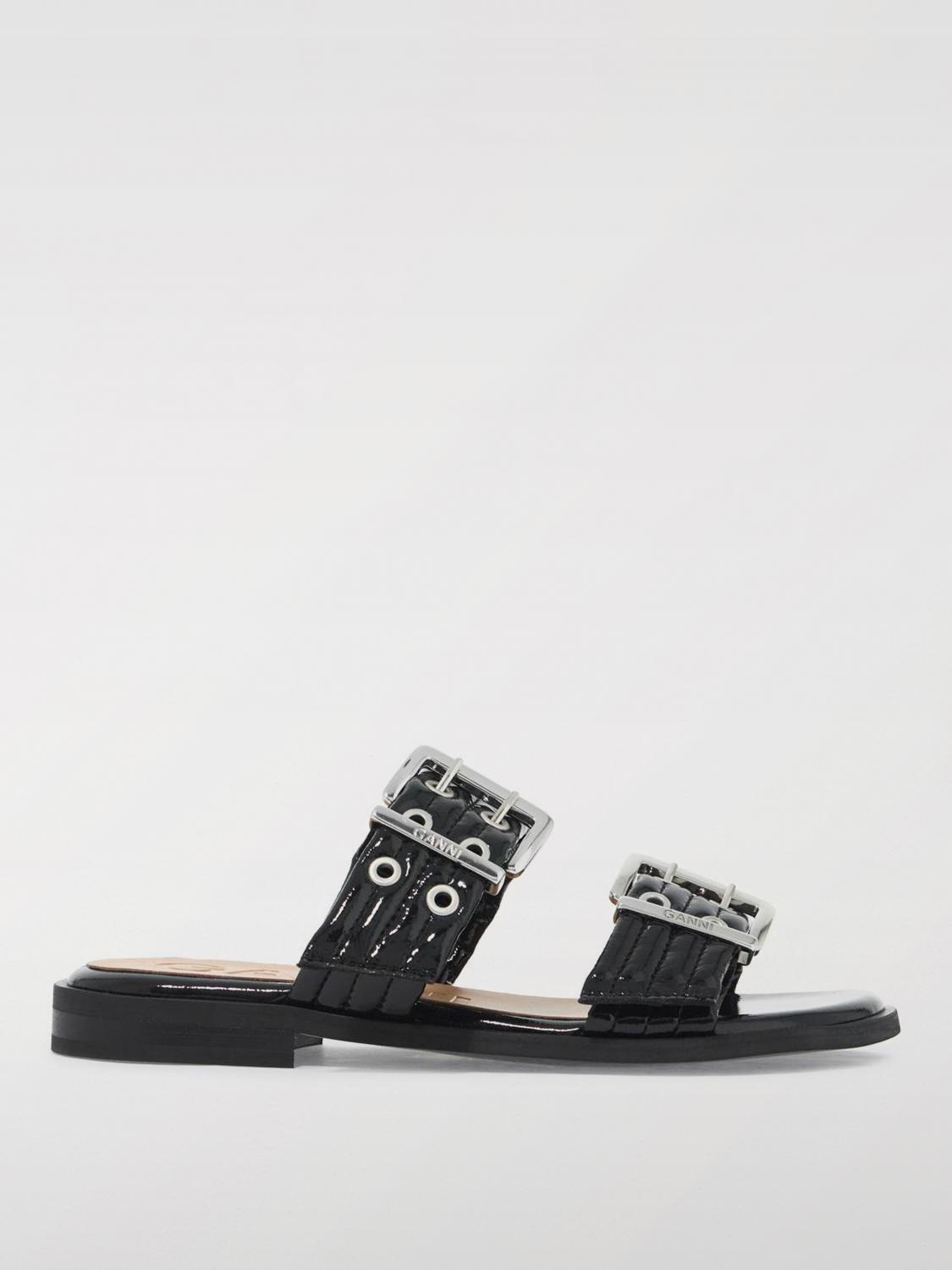 GANNI FLAT SANDALS: Flat sandals woman Ganni, Black - Img 1