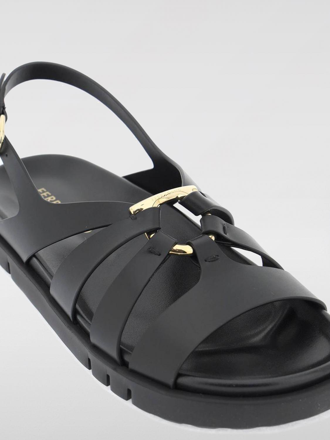 FERRAGAMO FLAT SANDALS: Flat sandals woman Ferragamo, Black - Img 3