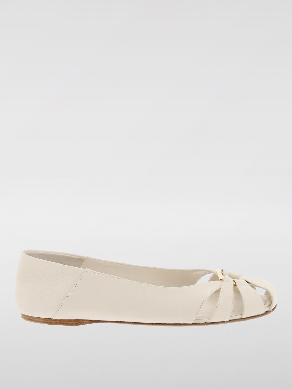 FERRAGAMO FLAT SHOES: Flat shoes woman Ferragamo, Cream - Img 1