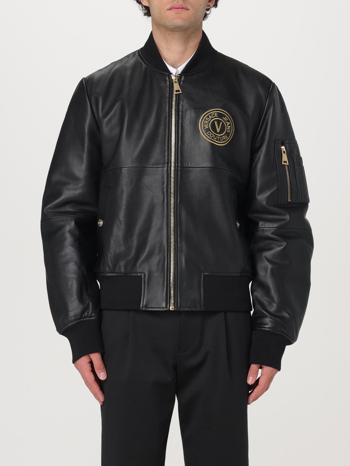 VERSACE JEANS COUTURE GIACCA: Giubbotto biker Versace Jeans Couture in nappa , Nero - Img 1