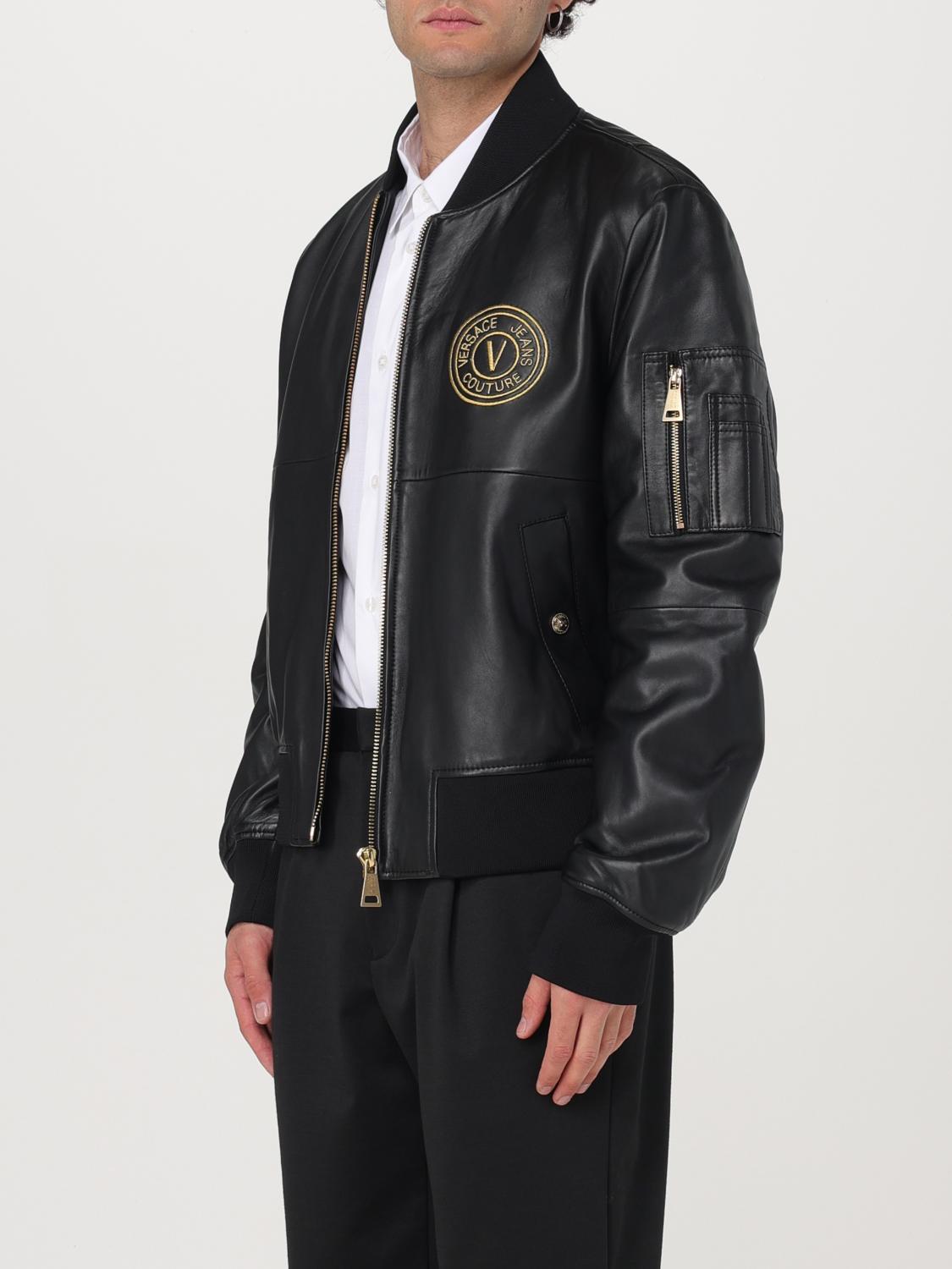 VERSACE JEANS COUTURE GIACCA: Giubbotto biker Versace Jeans Couture in nappa , Nero - Img 3