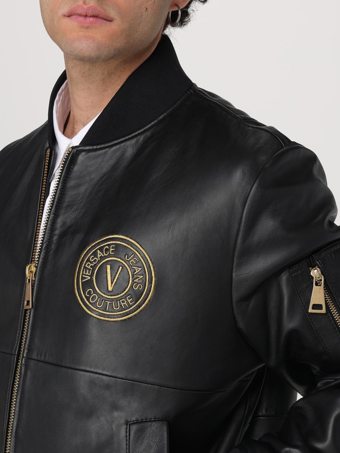 VERSACE JEANS COUTURE GIACCA: Giubbotto biker Versace Jeans Couture in nappa , Nero - Img 4