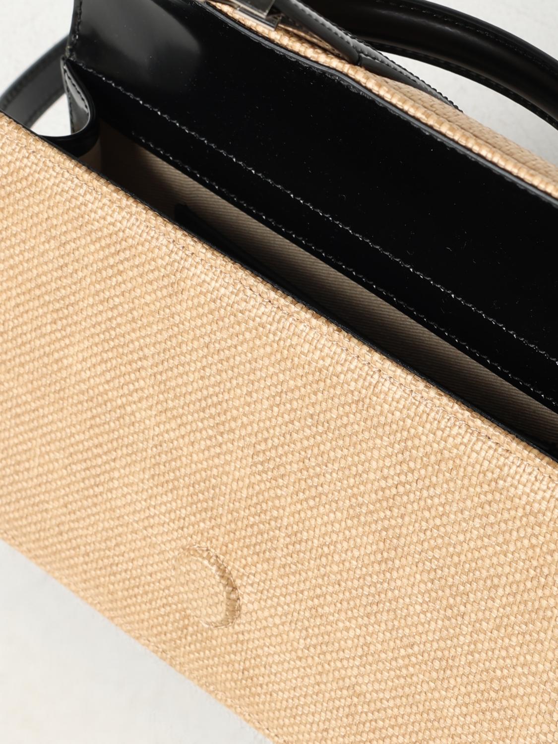 JACQUEMUS BORSA MINI: Borsa Le Grand Bambino Jacquemus in rafia e pelle spazzolata , Nero - Img 5