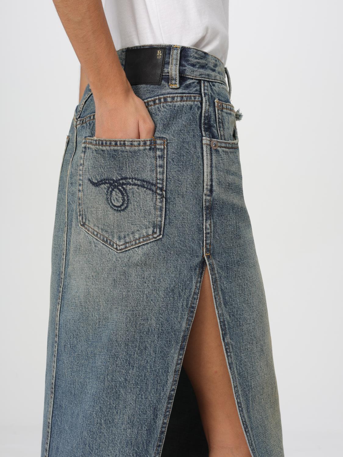 R13 GONNA: Gonna R13 in denim di cotone , Denim - Img 3