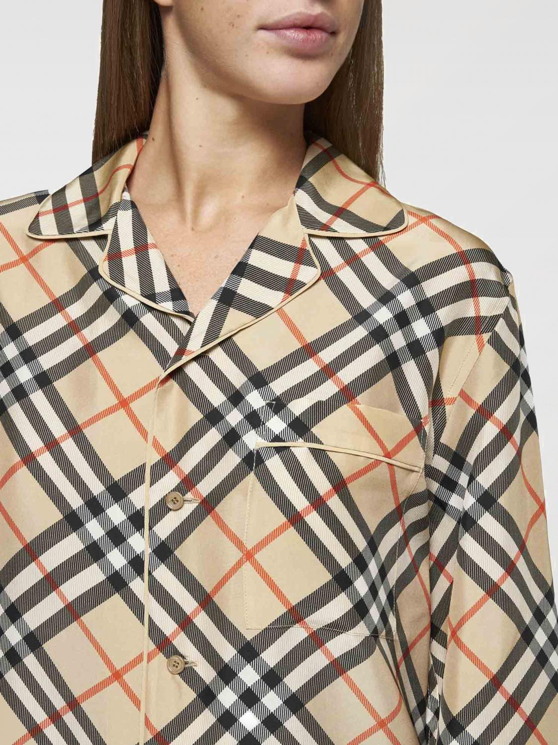 BURBERRY CAMICIA: Camicia Burberry in seta Check , Beige - Img 3