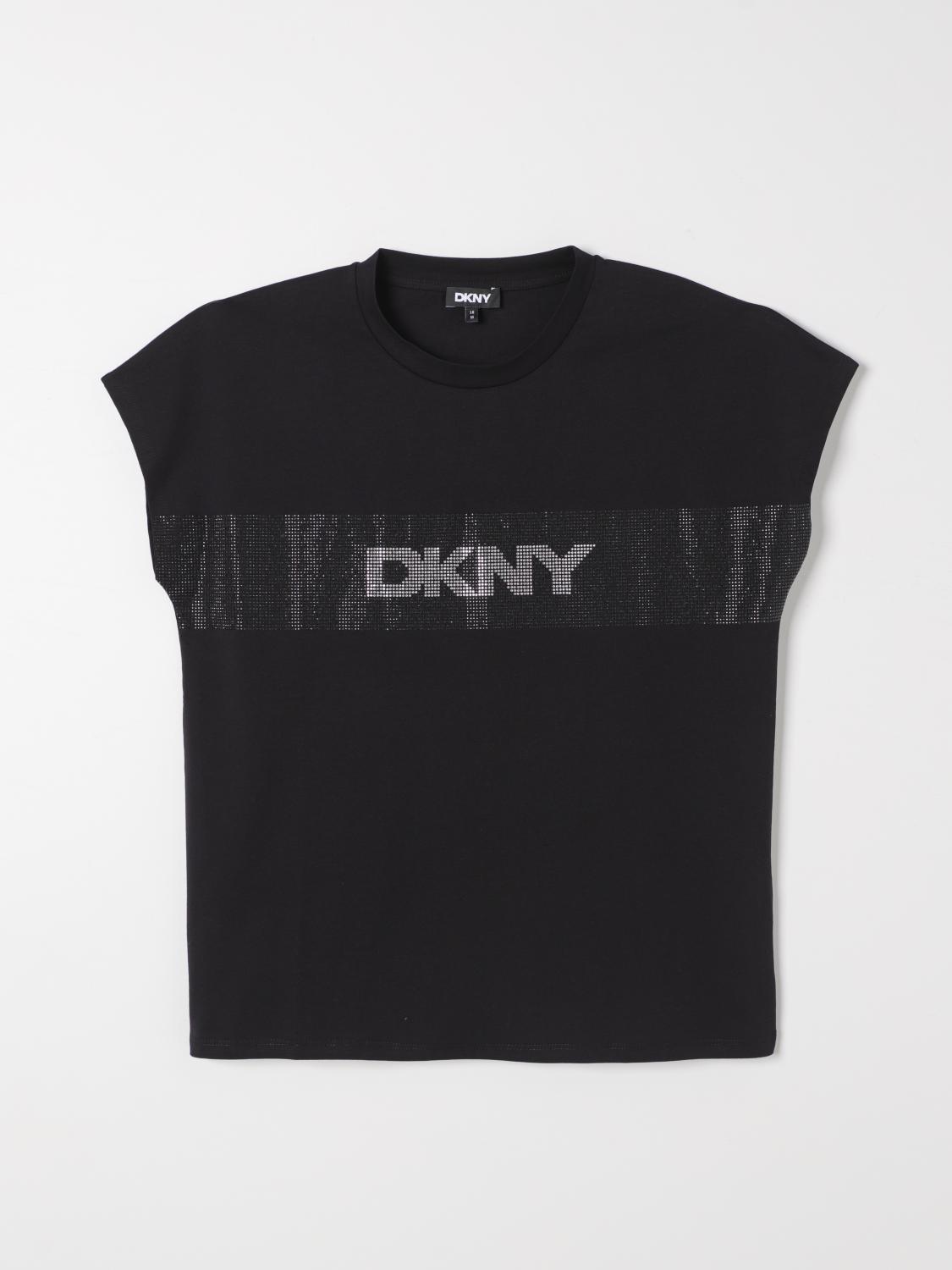 DKNY T-SHIRT: T-shirt Dkny in cotone con logo di strass, Nero - Img 1