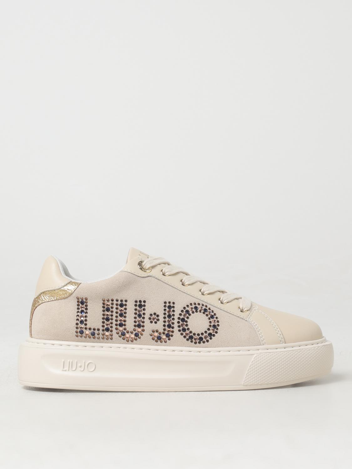 LIU JO SNEAKERS: Sneakers Liu Jo in pelle con logo di strass , Sabbia - Img 1